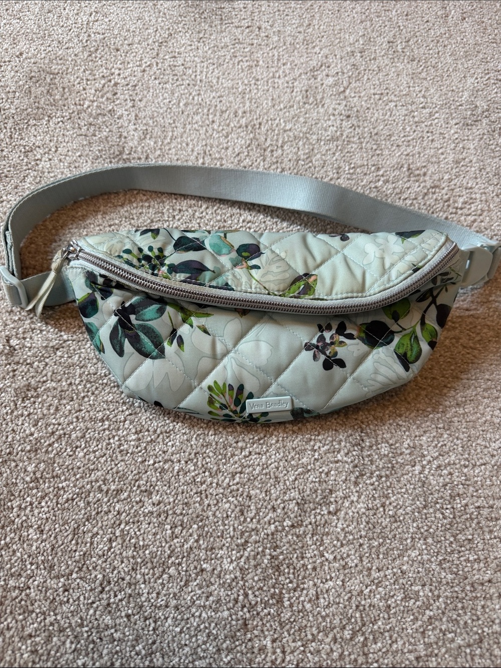 Vera Bradley Sage Floral Quilted Crossbody Belt Bag - Green and Cream
